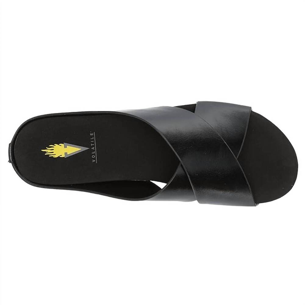 NEW VOLATILE women's ablette wedge slip on sandals in black - Picture 4 of 5
